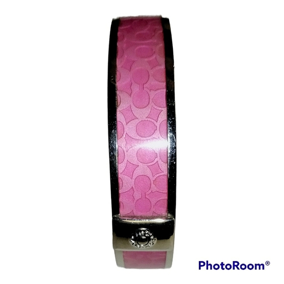 Coach Pink & Silver Signature Bangle Bracelet - Picture 2 of 6